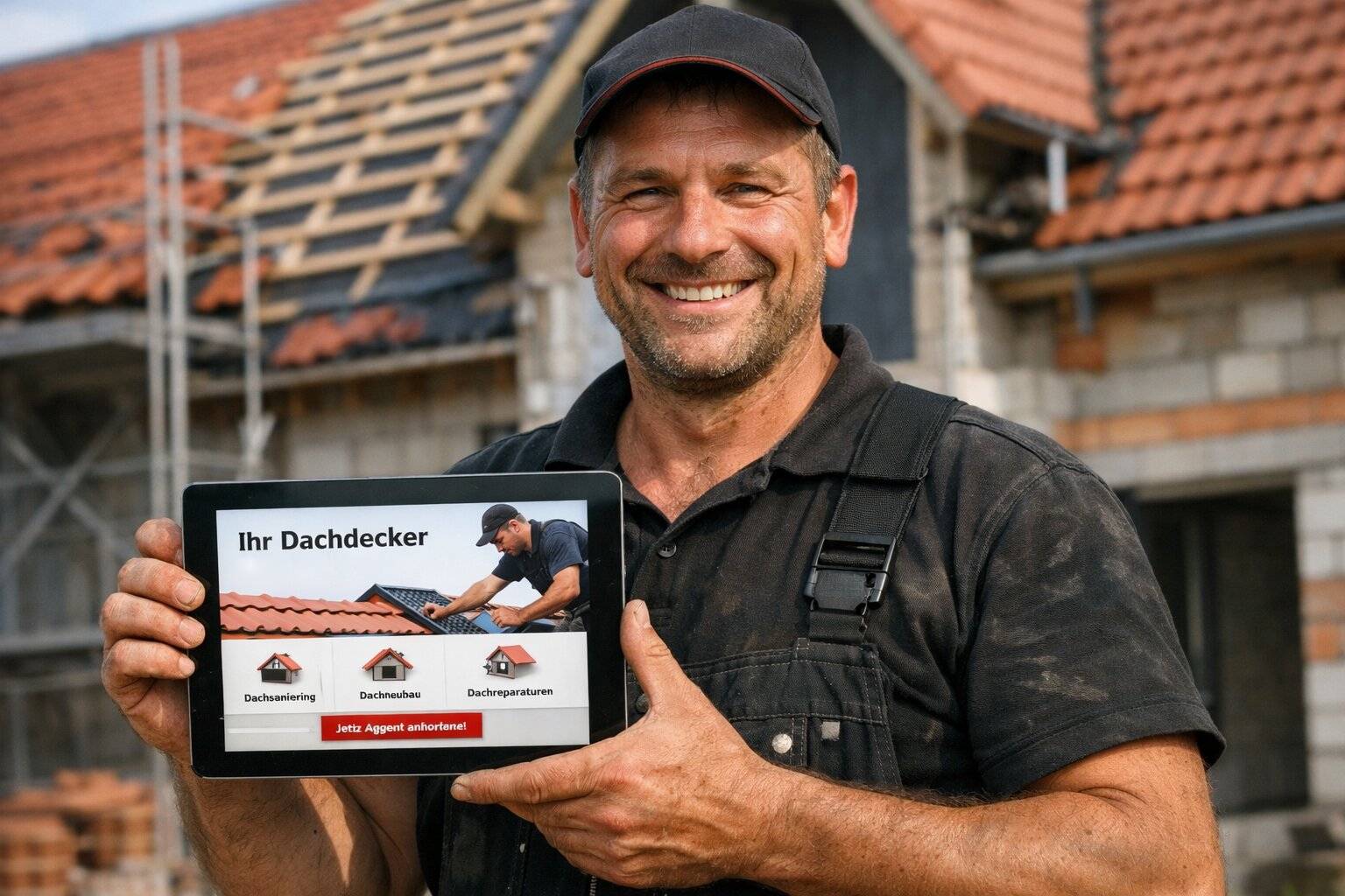 Dachdecker Webdesign in dunklem Corporate Design